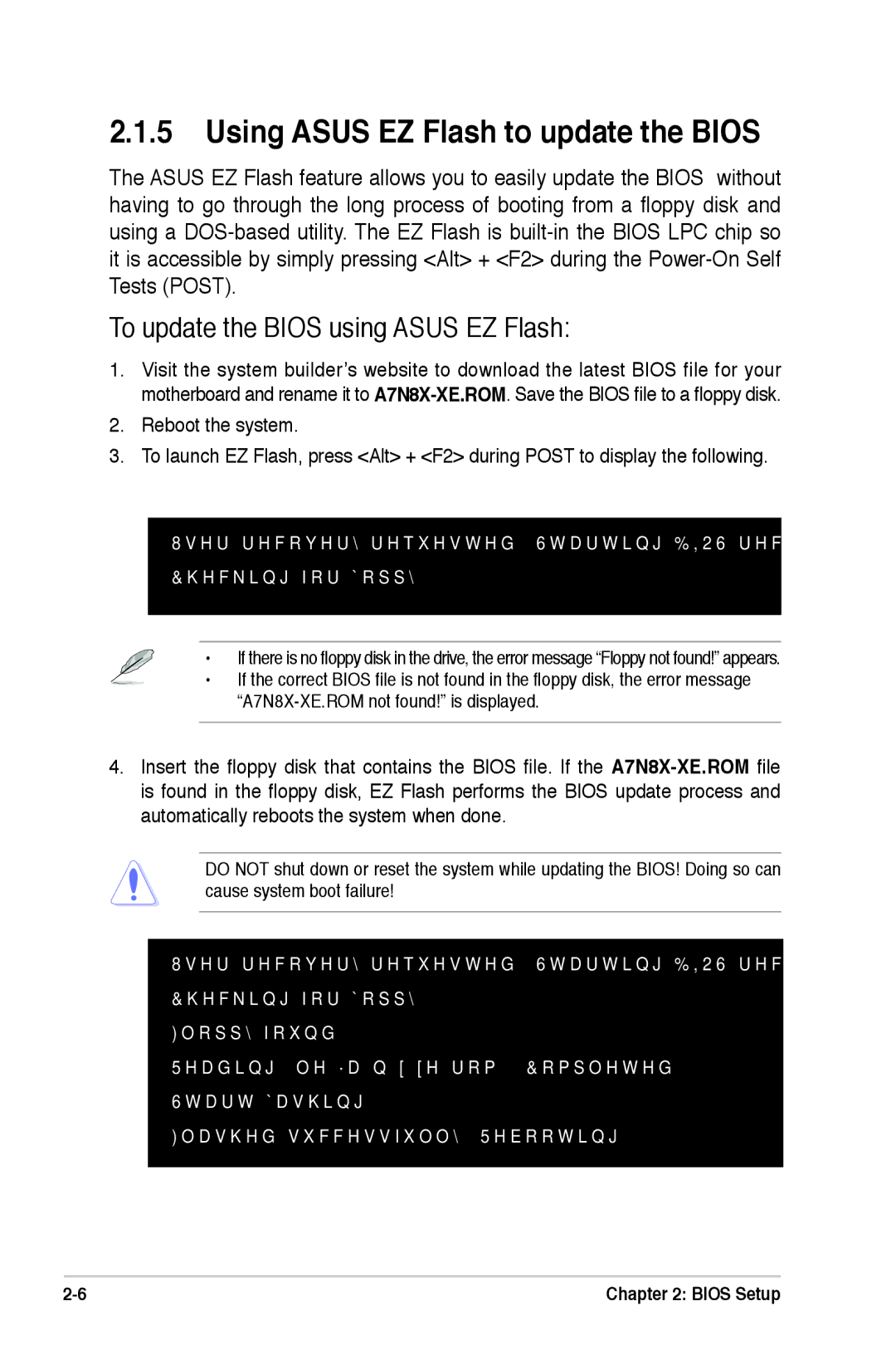 Asus A7N8X-XE manual Using Asus EZ Flash to update the Bios, To update the Bios using Asus EZ Flash 