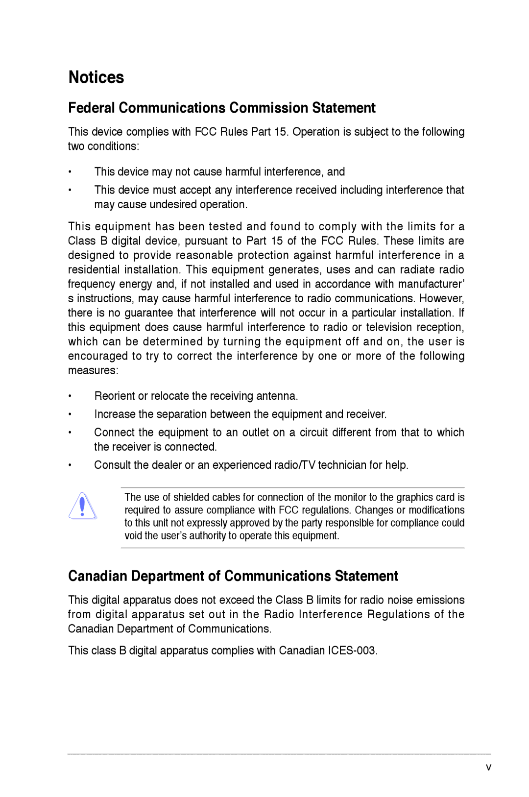 Asus A7N8X-XE manual Federal Communications Commission Statement, Canadian Department of Communications Statement 