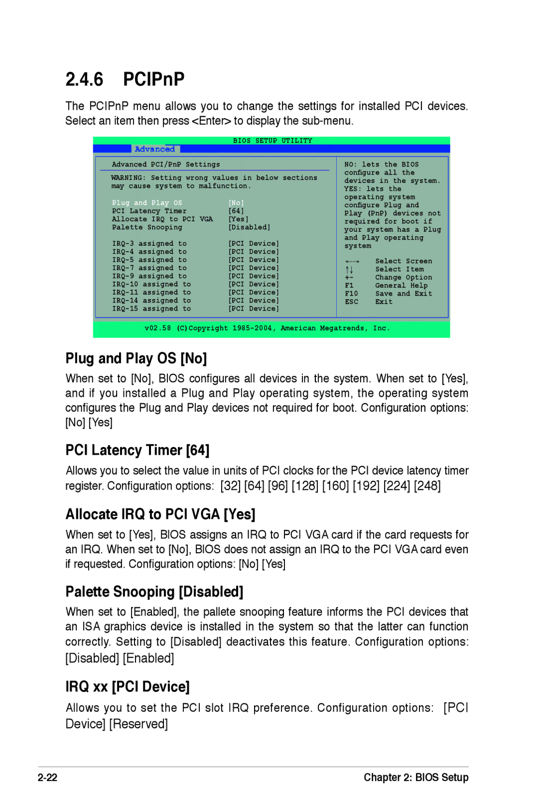 Asus A7N8X-XE manual PCIPnP 