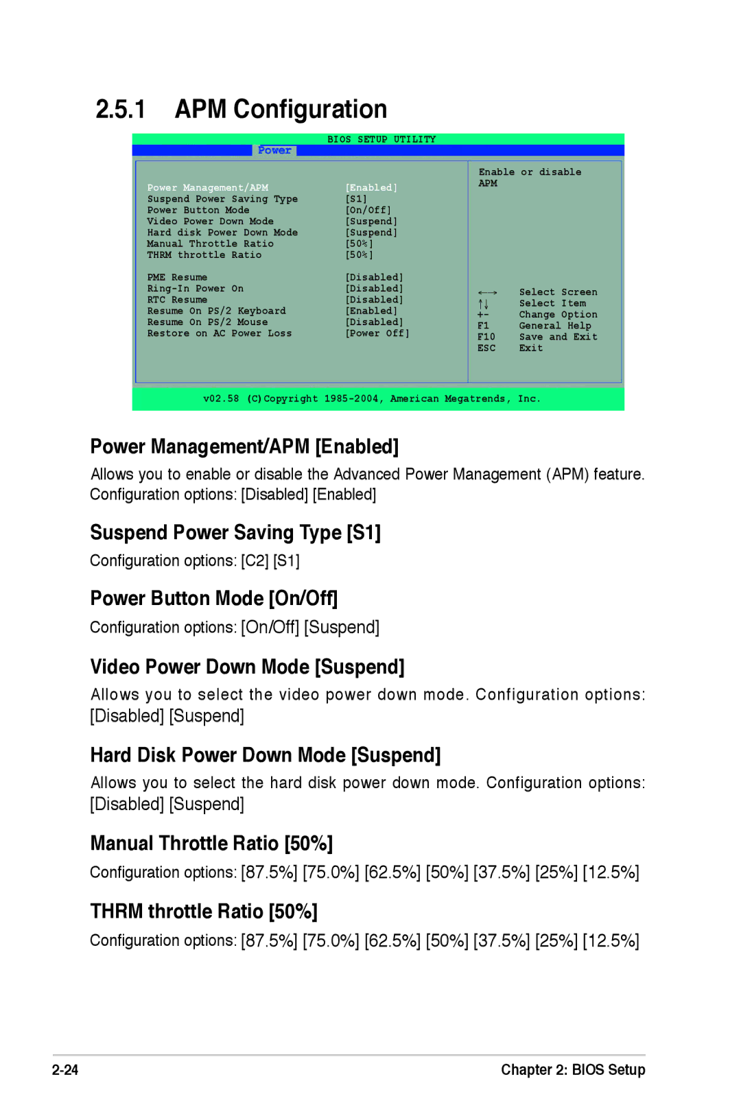 Asus A7N8X-XE manual APM Conﬁguration 