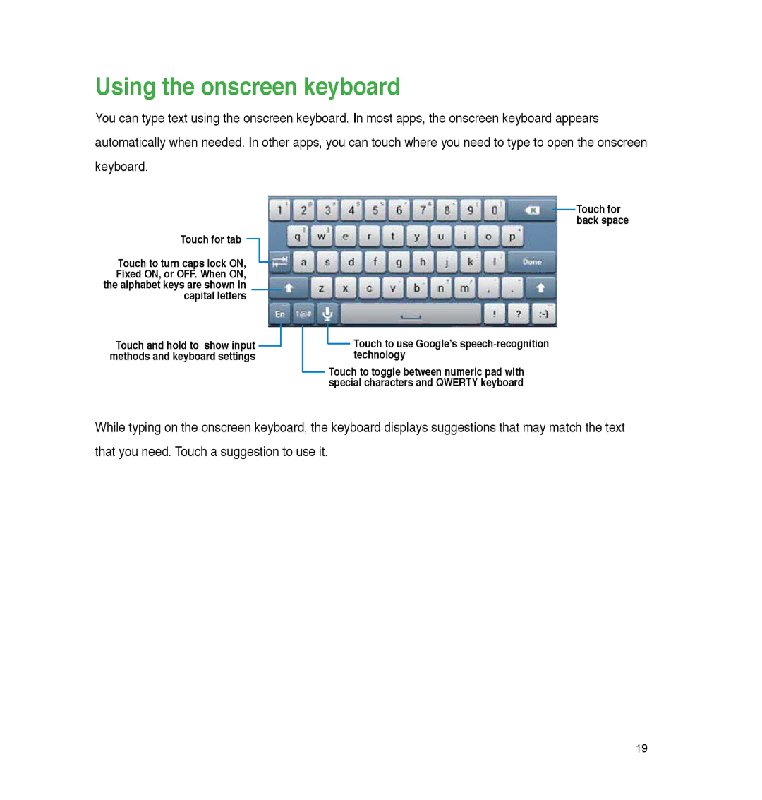 Asus P05, A86 user manual Using the onscreen keyboard 