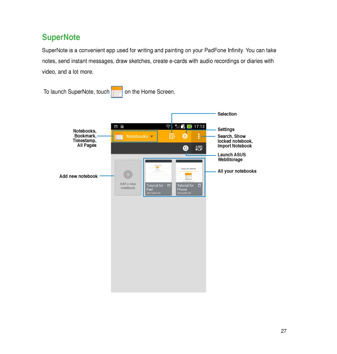 Asus P05, A86 user manual SuperNote 