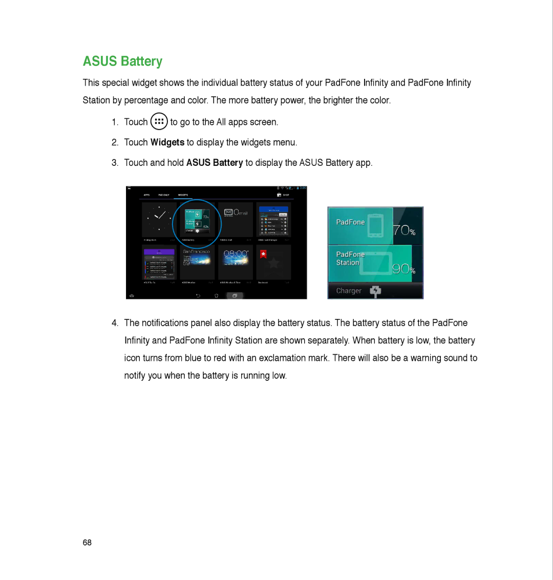 Asus A86, P05 user manual Asus Battery 