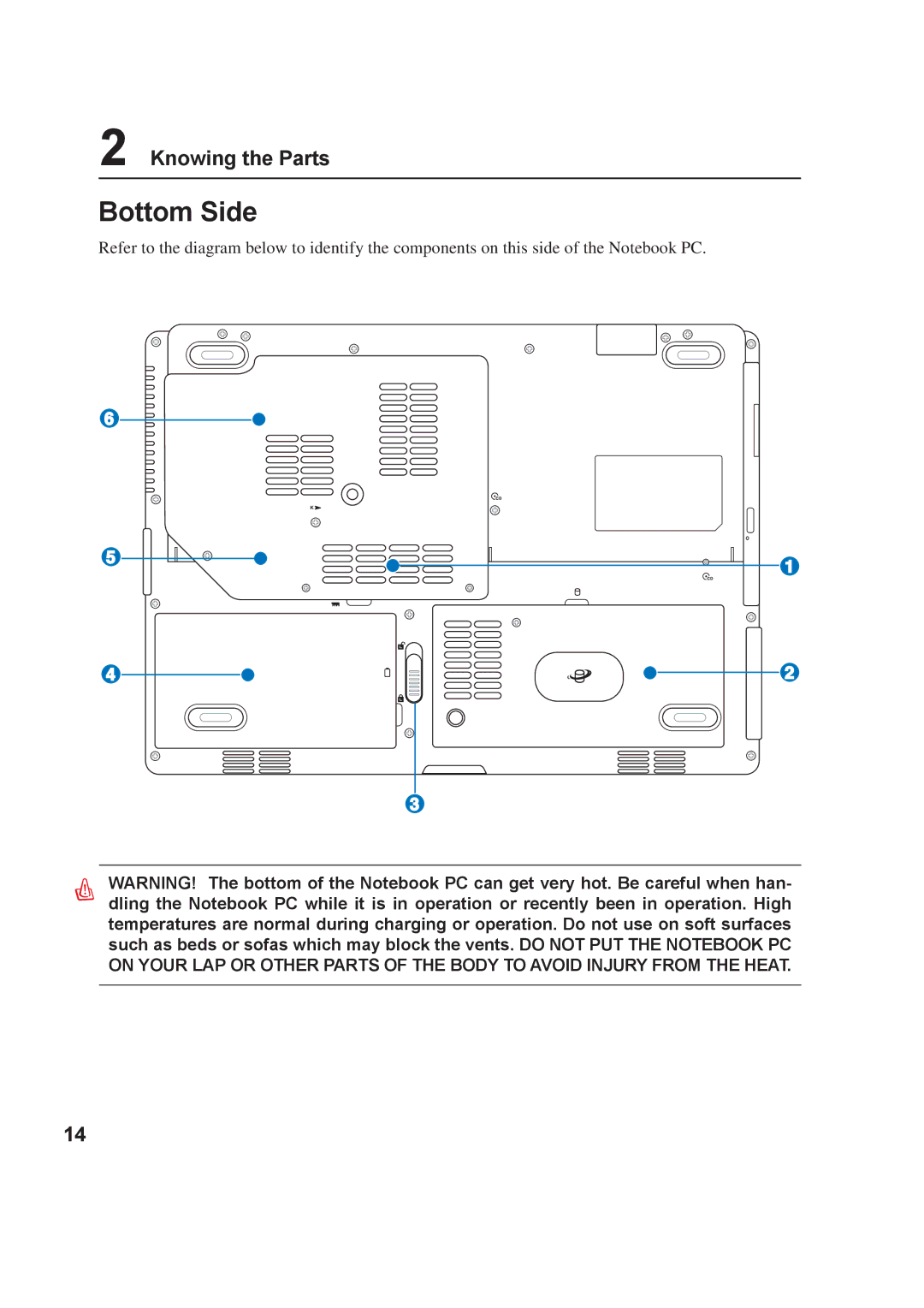 Asus A8F user manual Bottom Side 