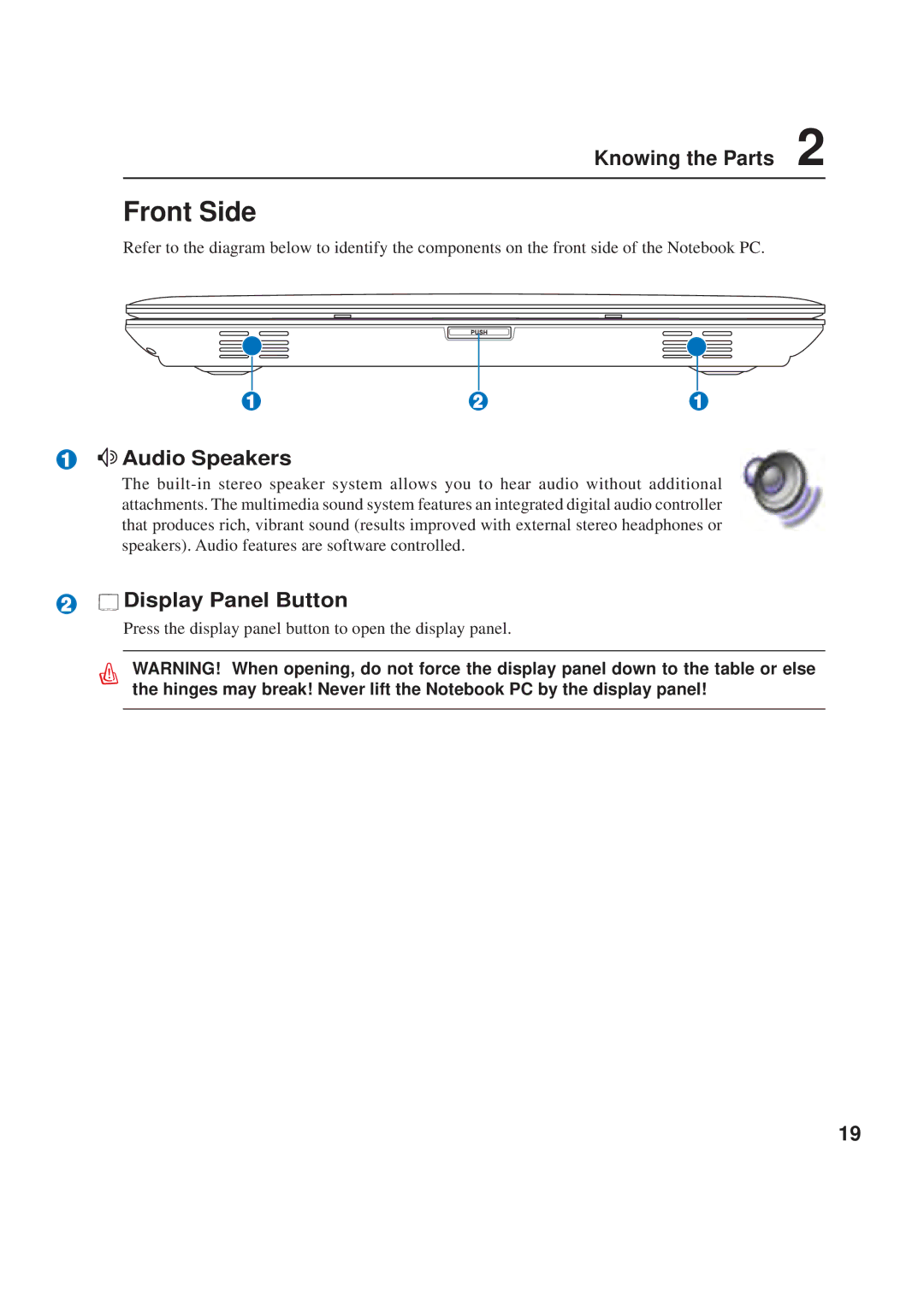 Asus A8F user manual Front Side 