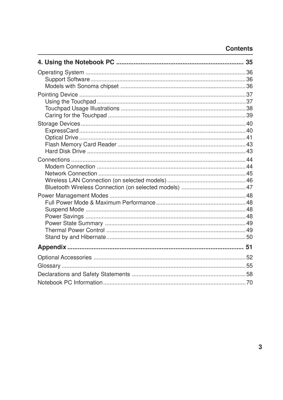 Asus A8F user manual Contents 