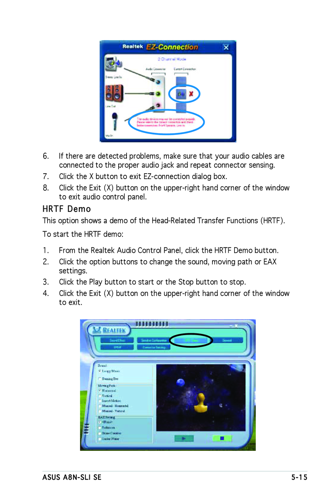 Asus A8N-SLI SE manual Hrtf Demo 