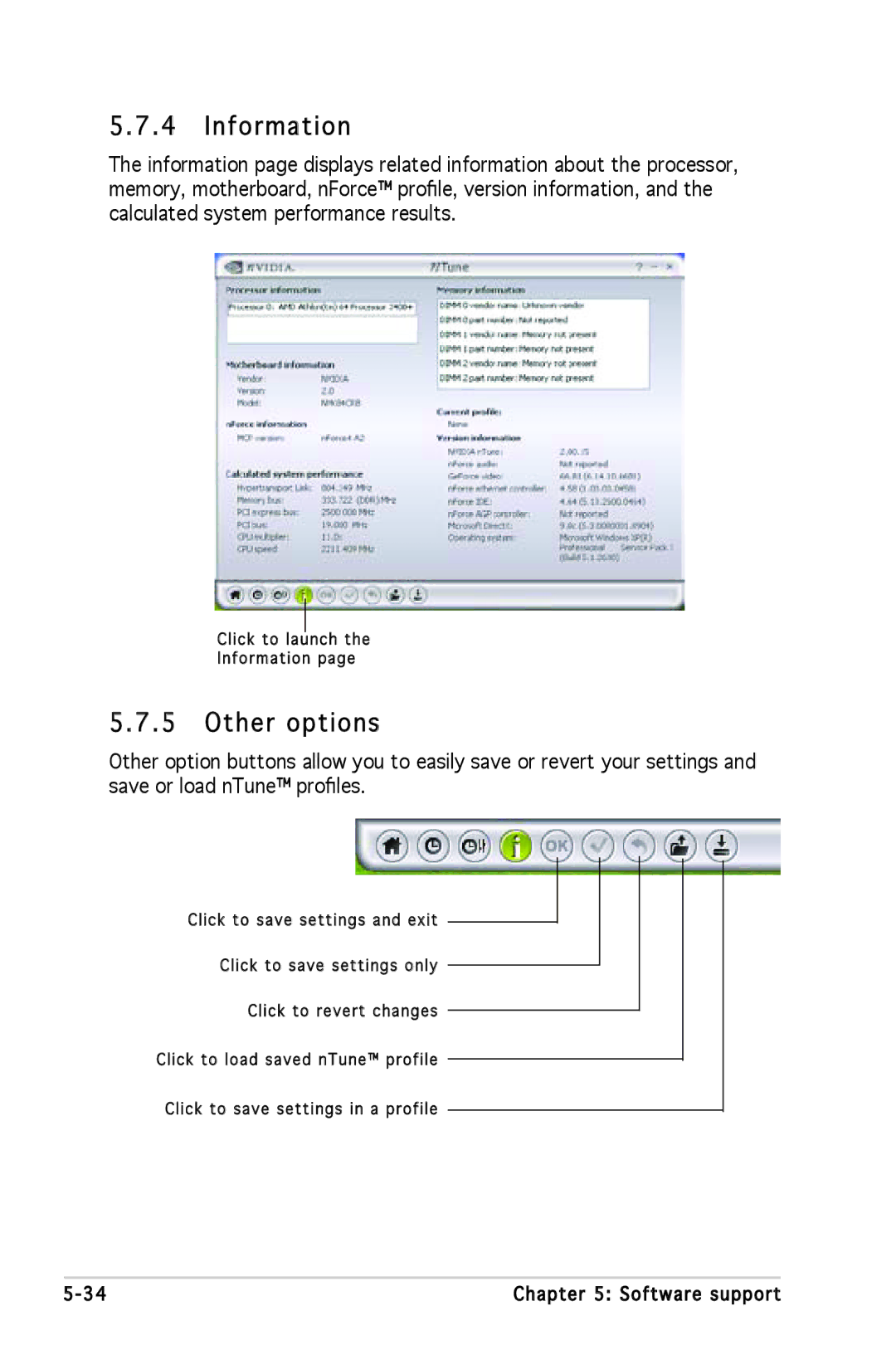 Asus A8N-SLI SE manual Information, Other options 