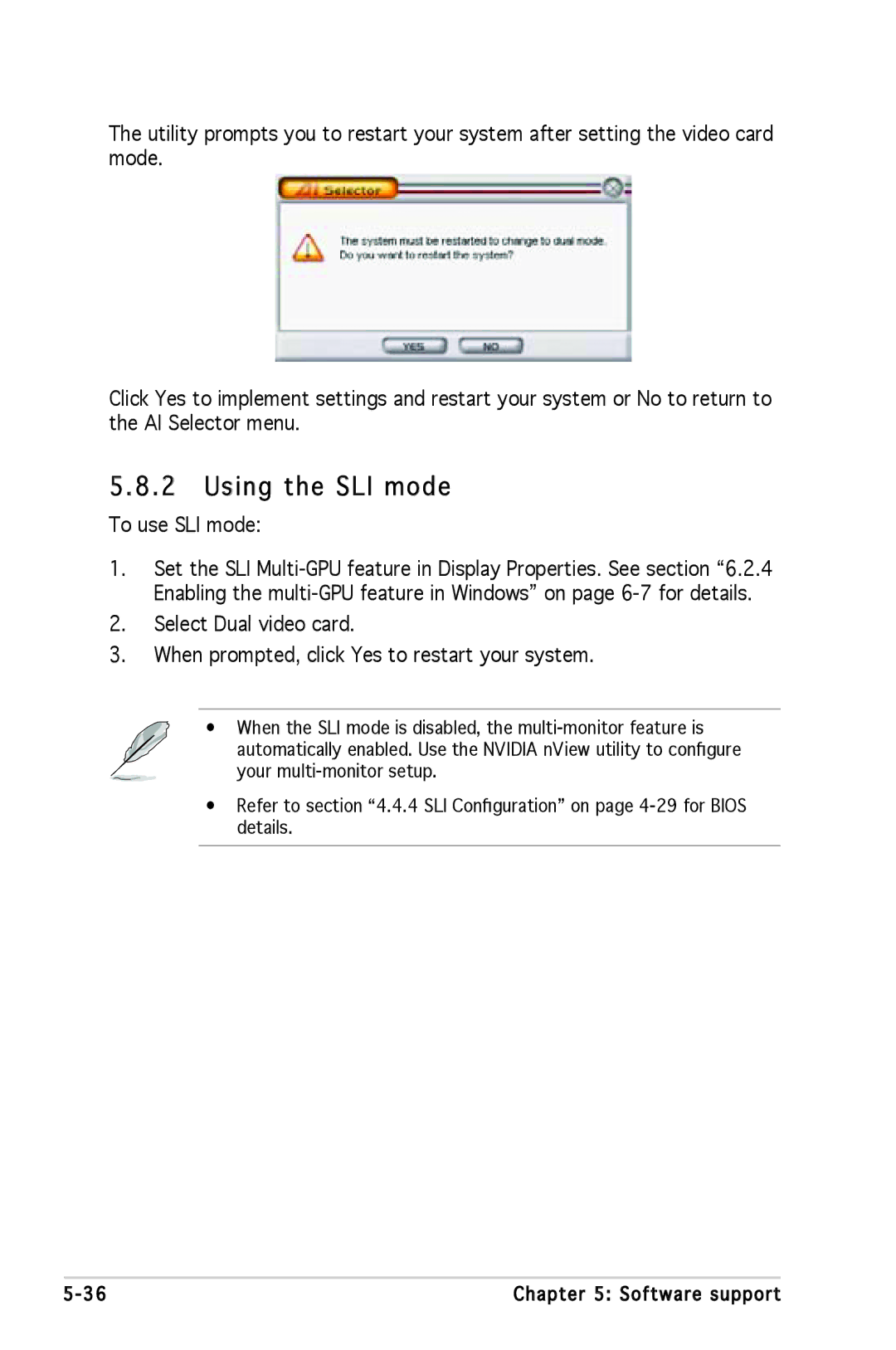 Asus A8N-SLI SE manual Using the SLI mode, To use SLI mode 