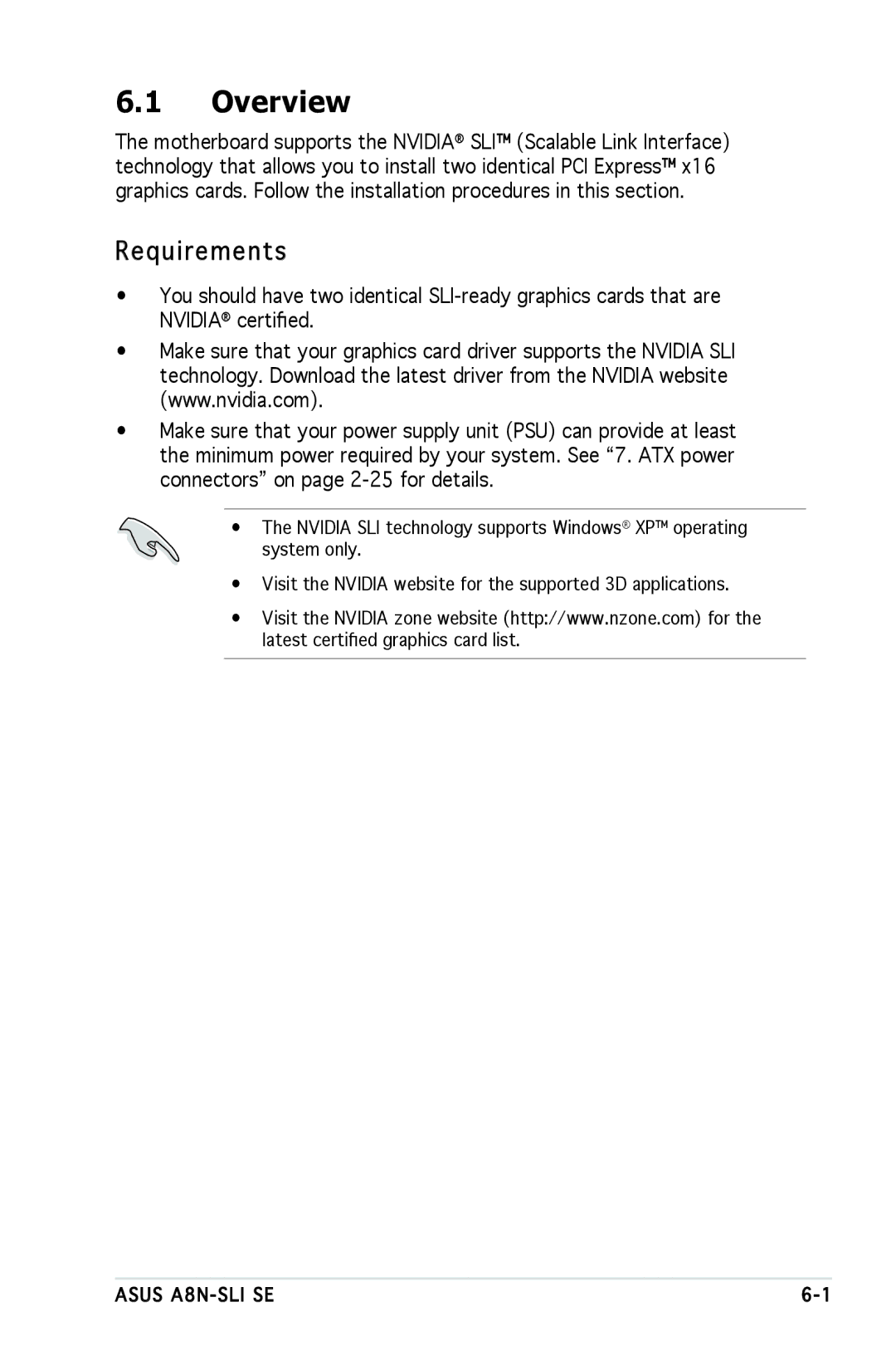 Asus A8N-SLI SE manual Overview, Requirements 