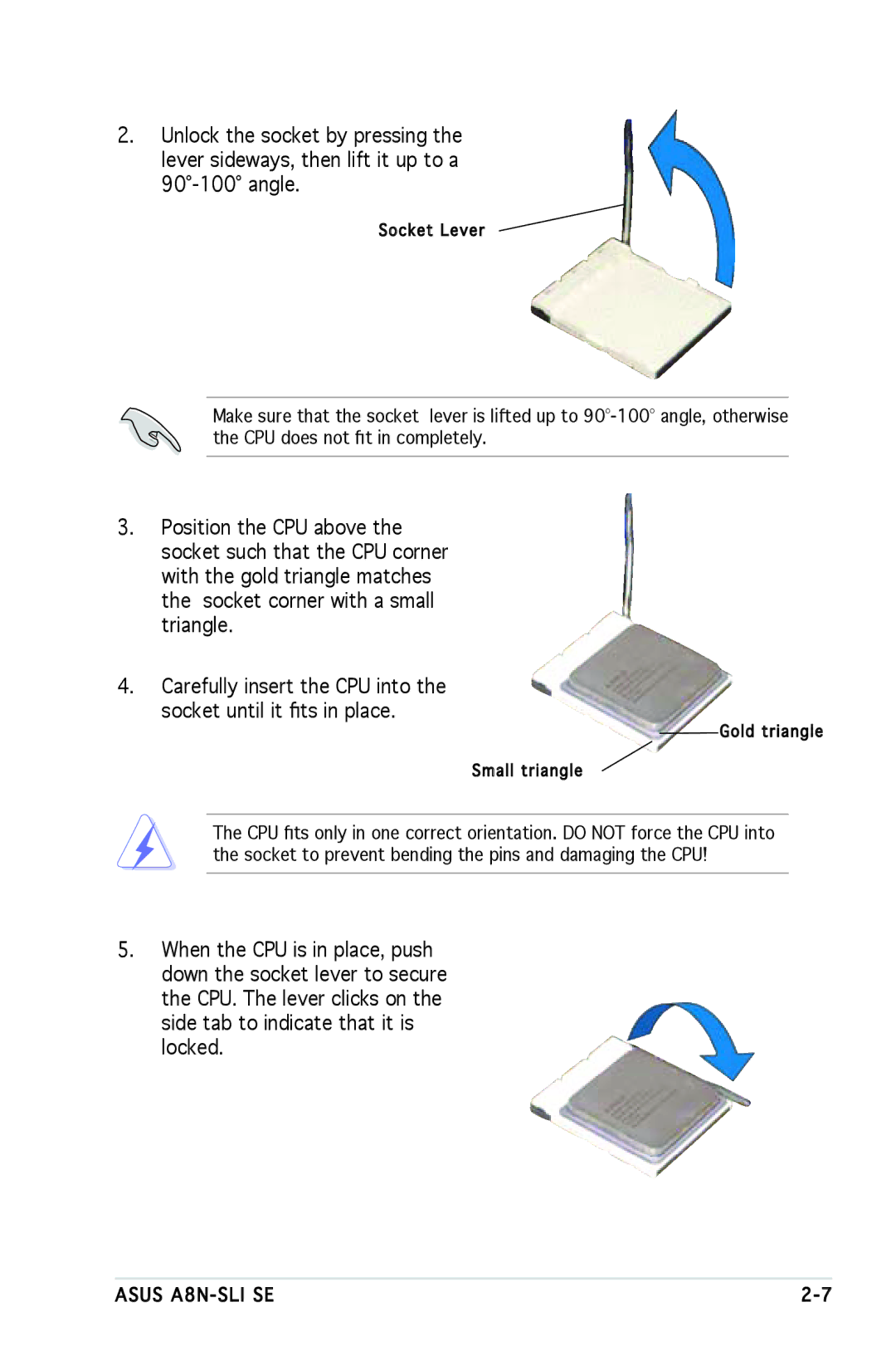 Asus A8N-SLI SE manual Socket Lever 