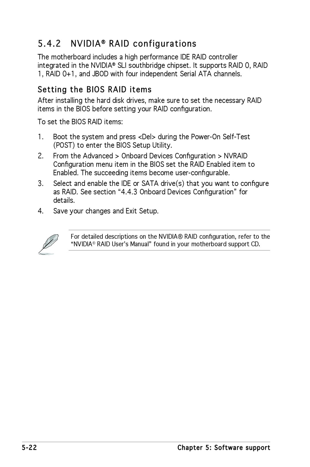 Asus A8N-SLI SE manual NVIDIA RAID configurations, Setting the BIOS RAID items 