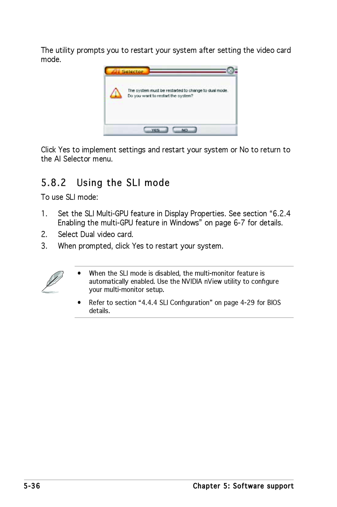 Asus A8N-SLI SE manual Using the SLI mode 