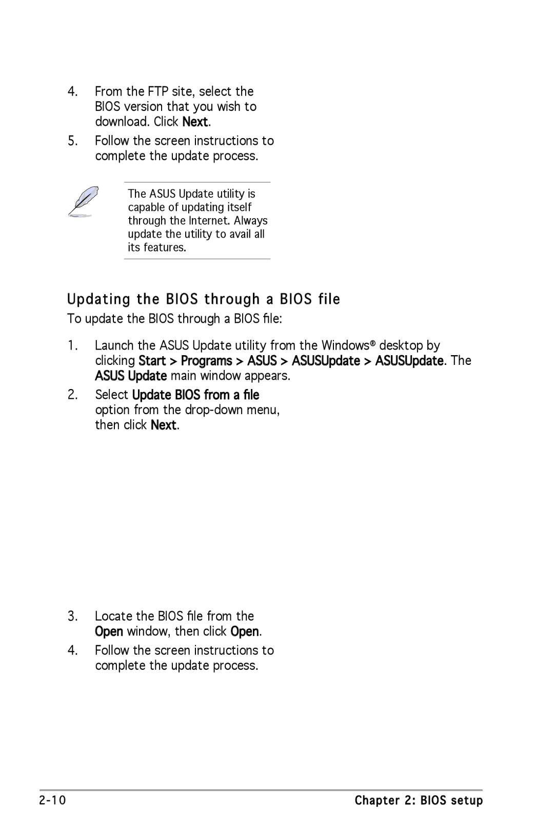 Asus A8V-VM manual Updating the Bios through a Bios file 