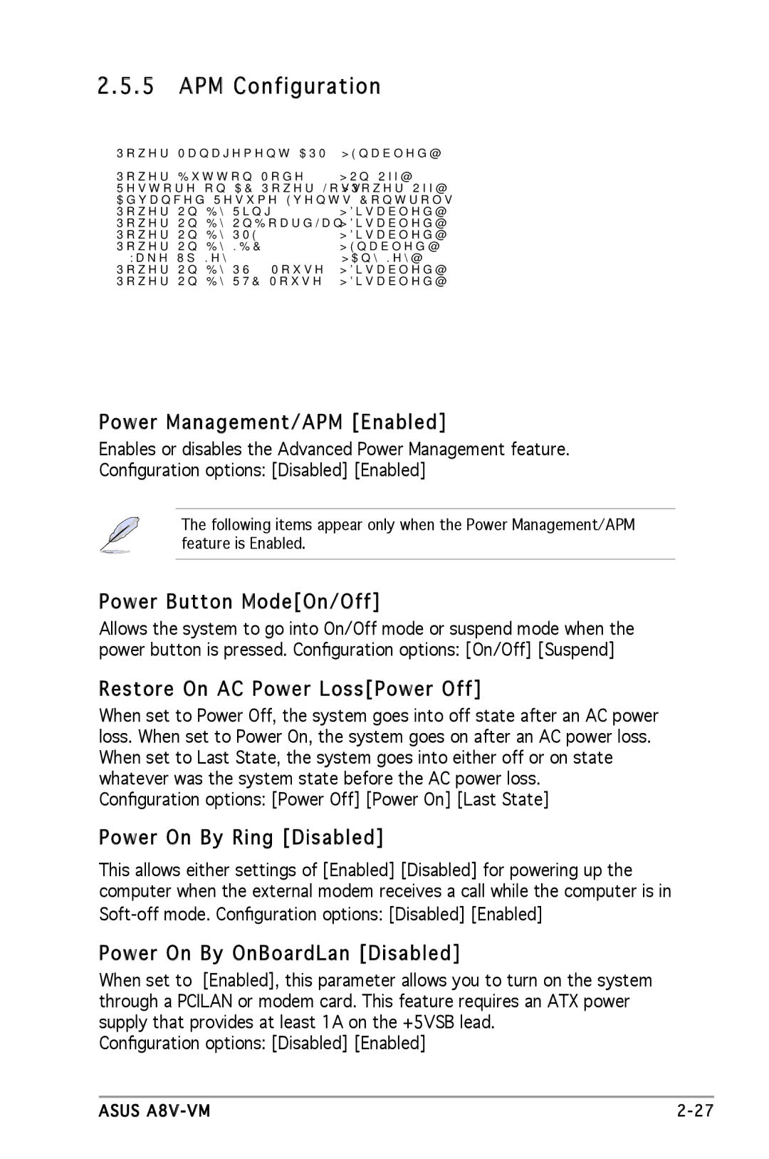 Asus A8V-VM manual APM Configuration 