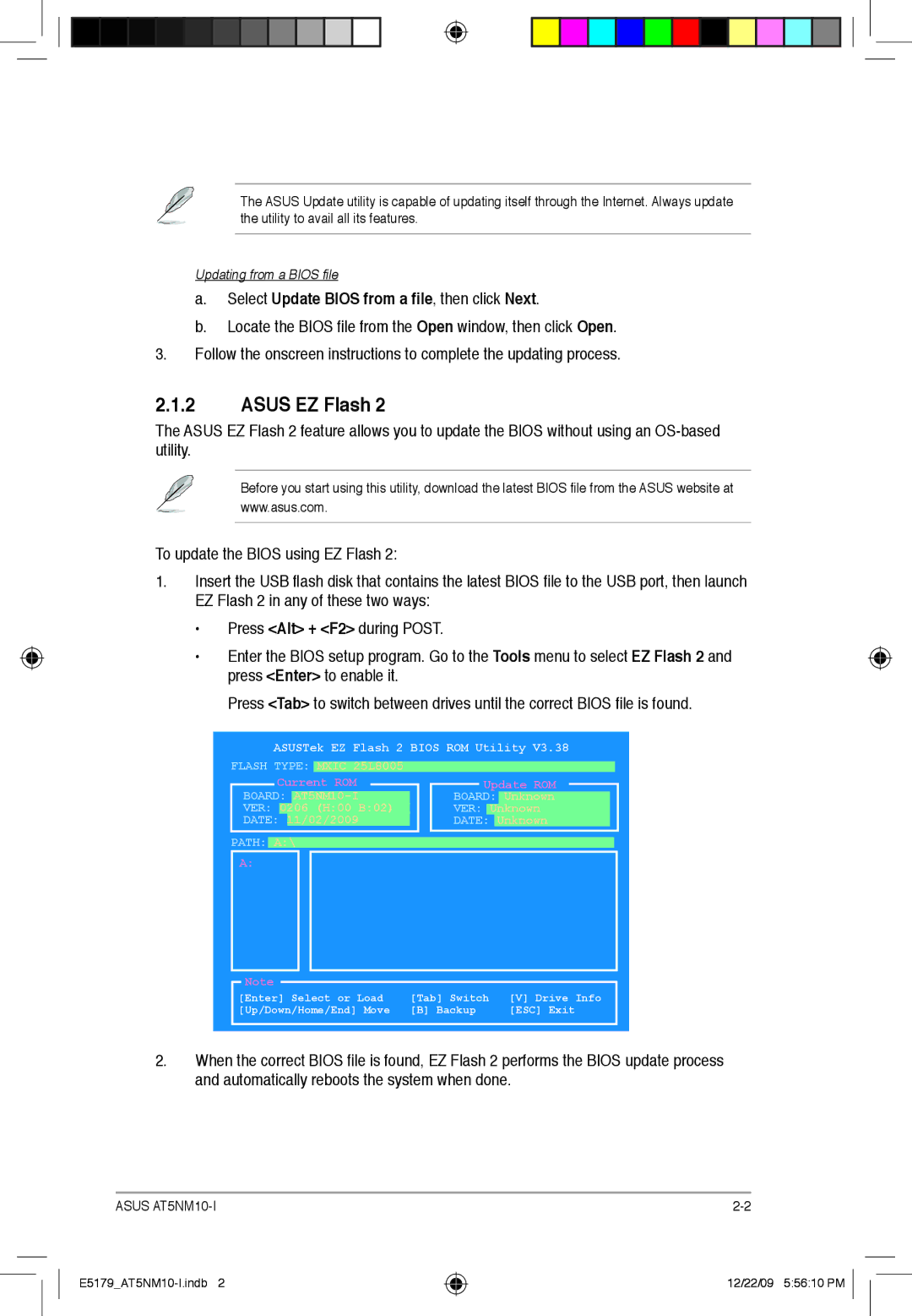 Asus AT5NM10T-I manual Asus EZ Flash, Select Update Bios from a file, then click Next 