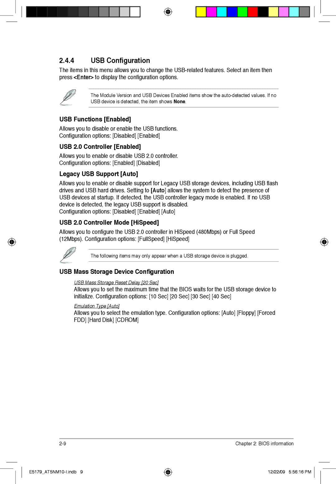 Asus AT5NM10T-I manual USB Configuration 