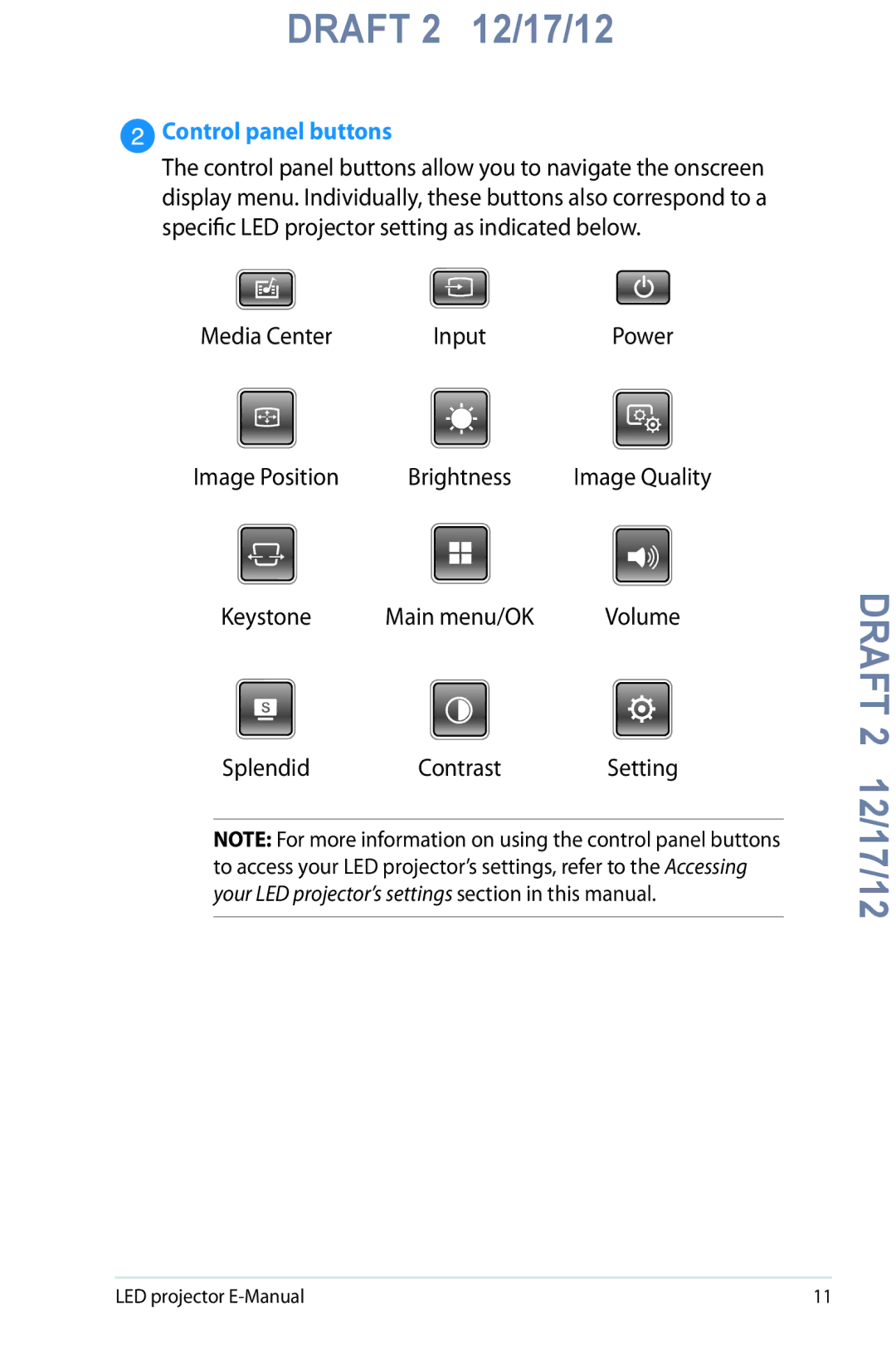 Asus B1M manual Control panel buttons 