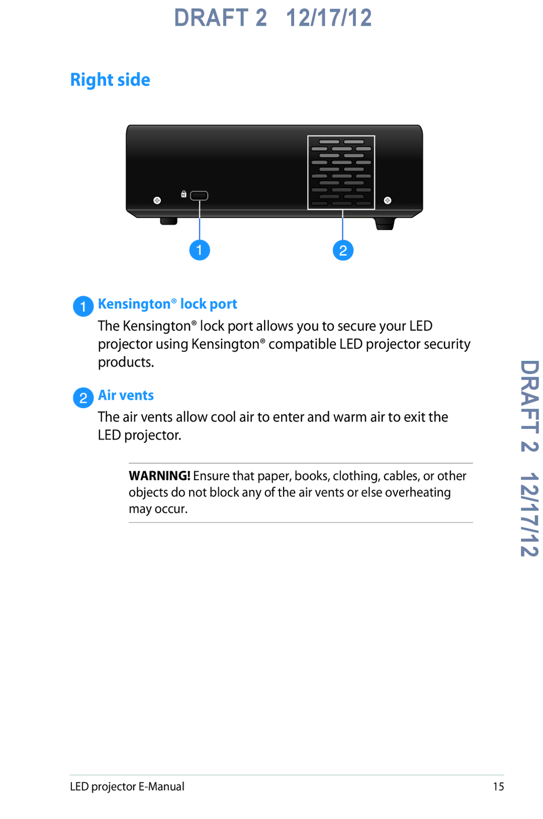 Asus B1M manual Right side, Kensington lock port 