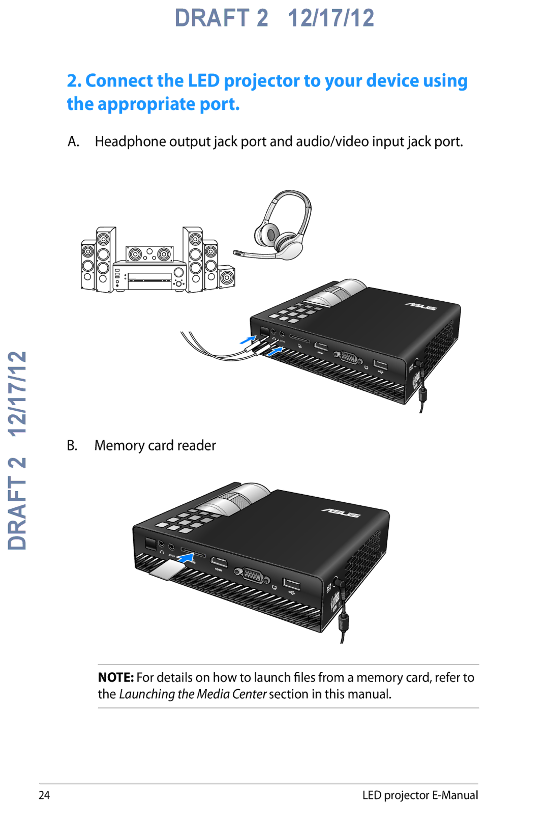 Asus B1M manual Headphone output jack port and audio/video input jack port 