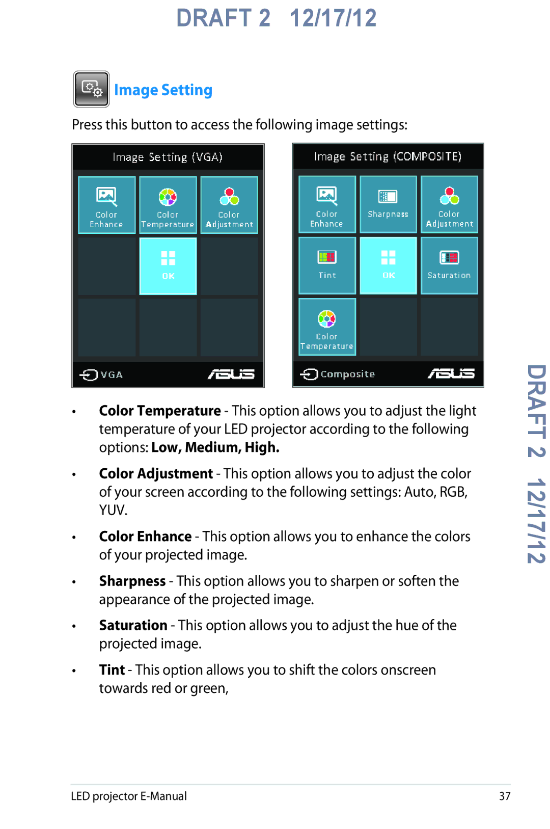 Asus B1M manual Image Setting 