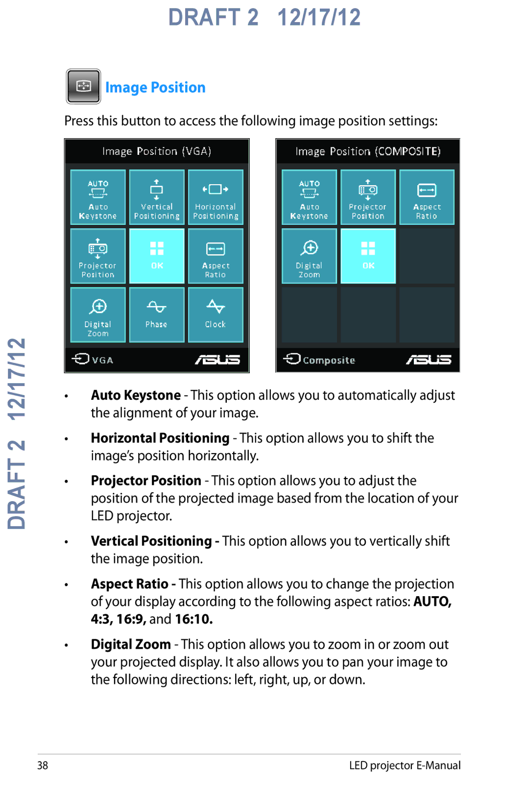 Asus B1M manual Image Position 