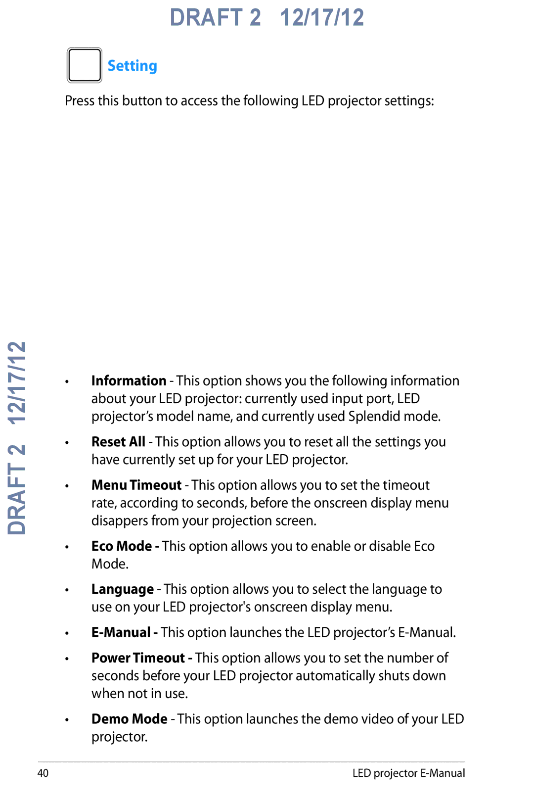 Asus B1M manual Setting 