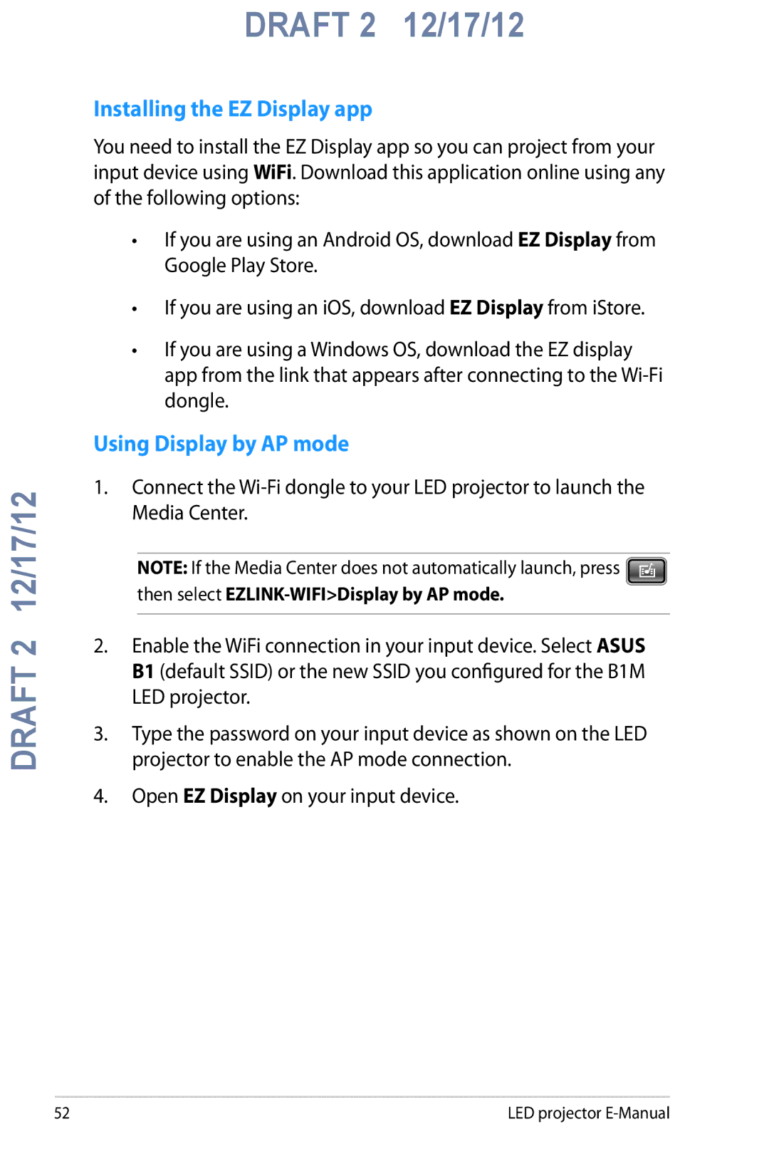 Asus B1M manual Installing the EZ Display app, Using Display by AP mode 