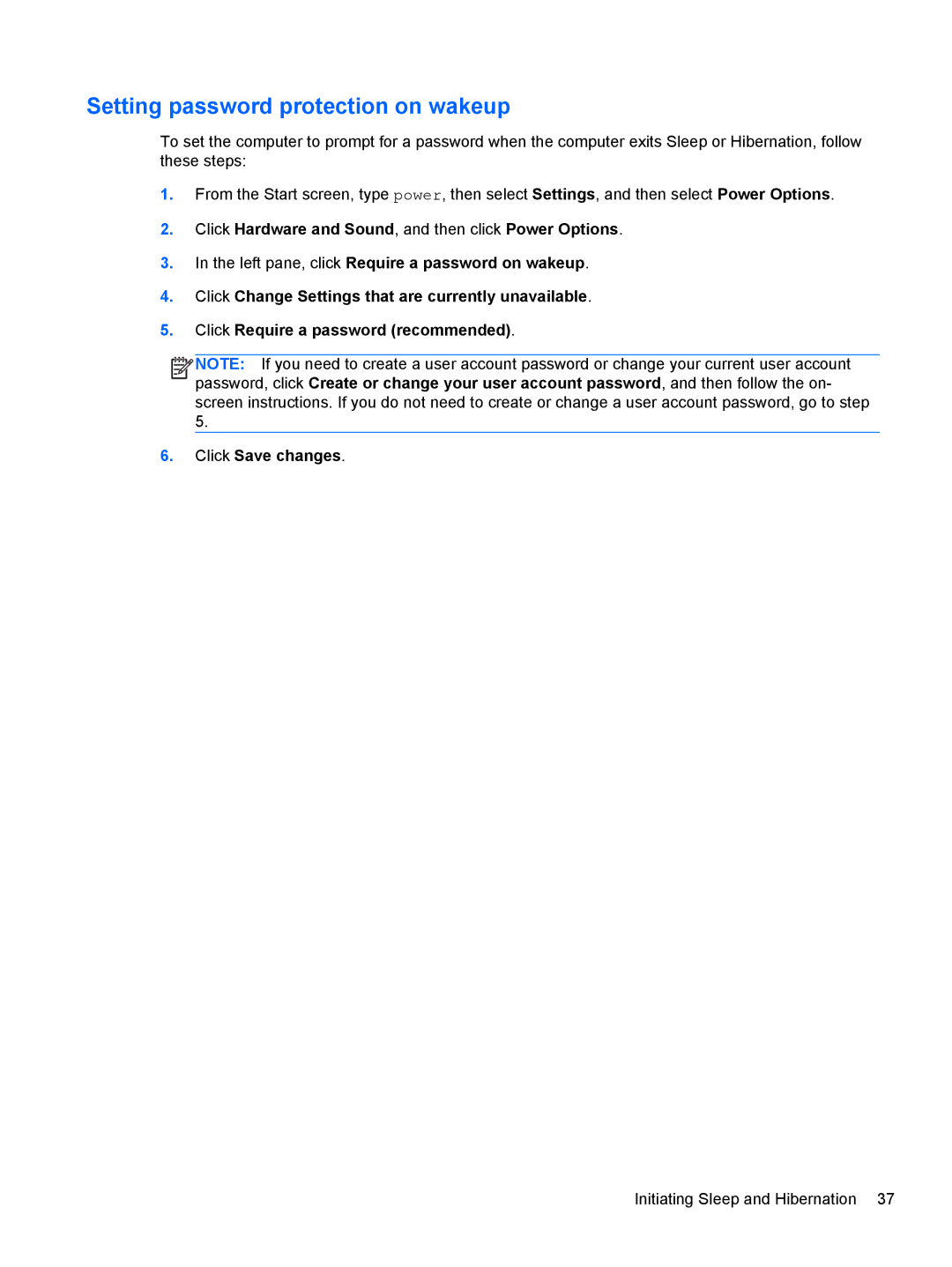 Asus C2K07UAABA, C2K91UA#ABA, 14-b013nr C2K07UA manual Setting password protection on wakeup 