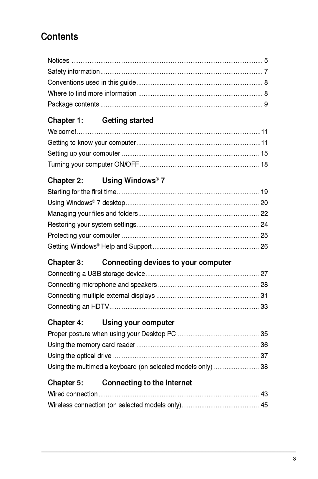 Asus CM1745 user manual Contents 