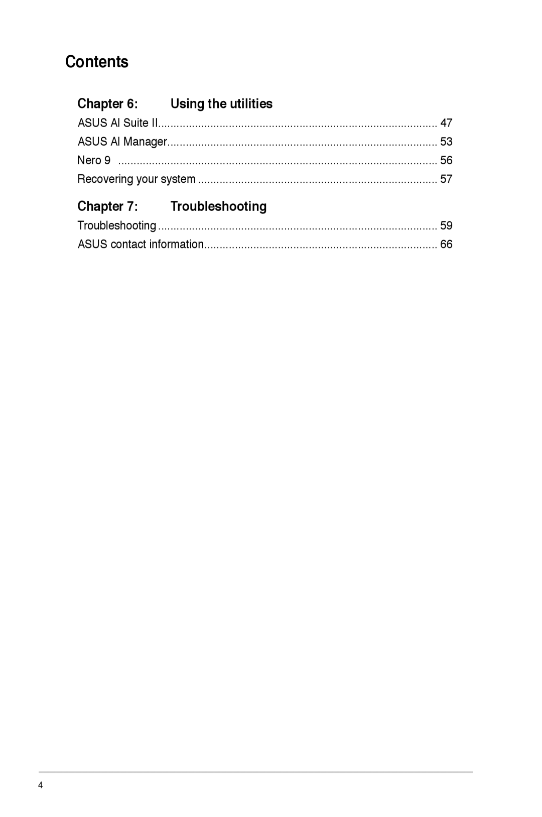 Asus CM1745 user manual Chapter Using the utilities, Chapter Troubleshooting 