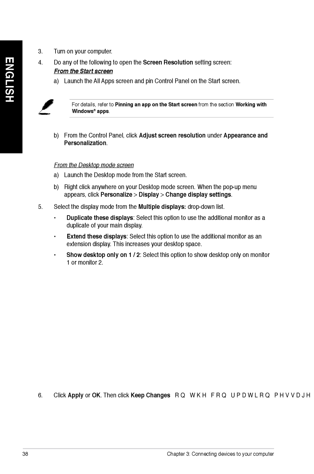 Asus CM6870 user manual From the Start screen, Launch the Desktop mode from the Start screen 