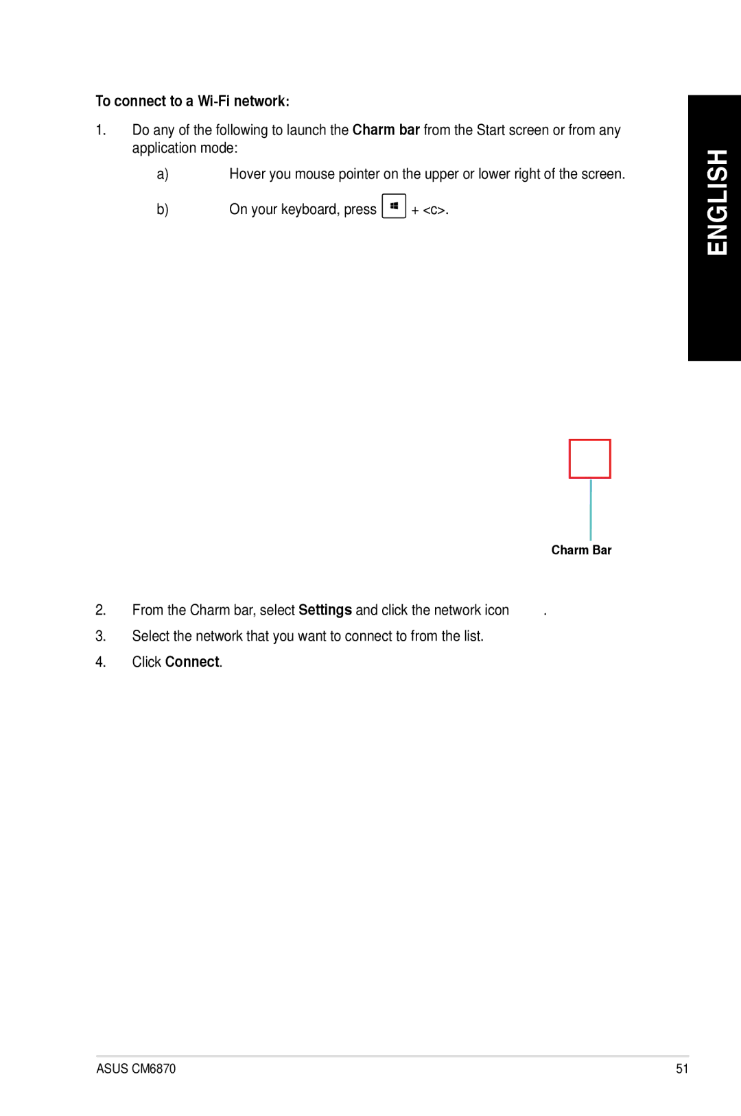 Asus CM6870 user manual To connect to a Wi-Fi network 