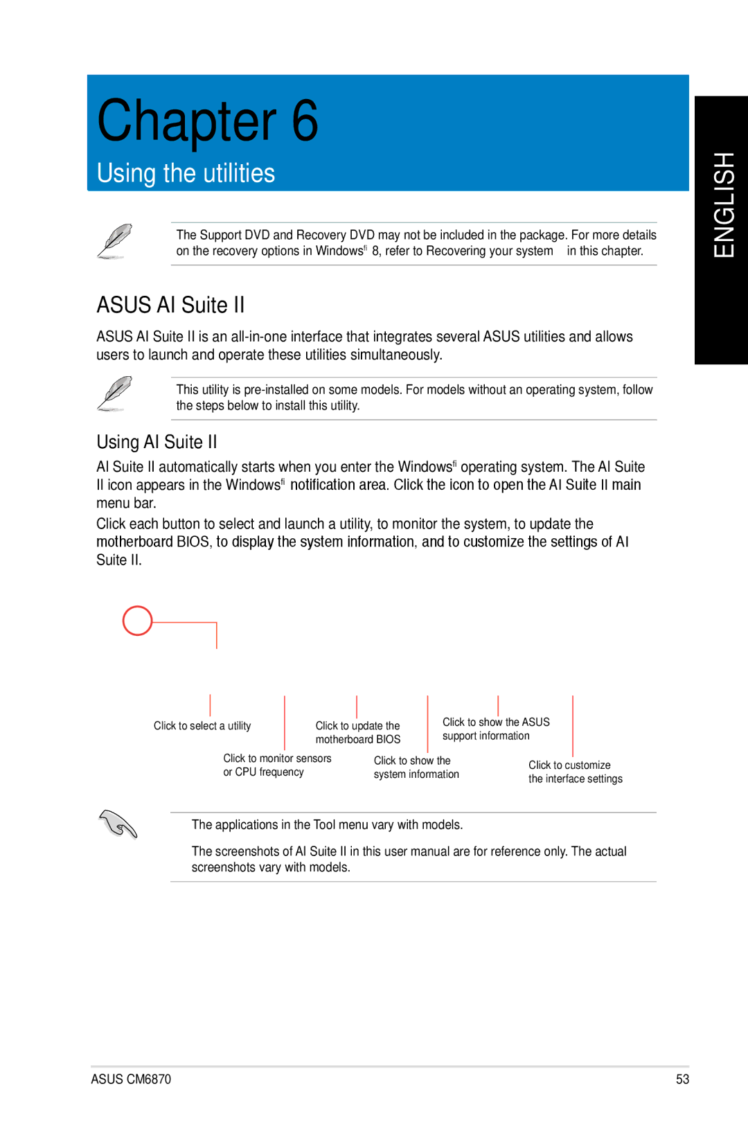 Asus CM6870 user manual Asus AI Suite, Using AI Suite 