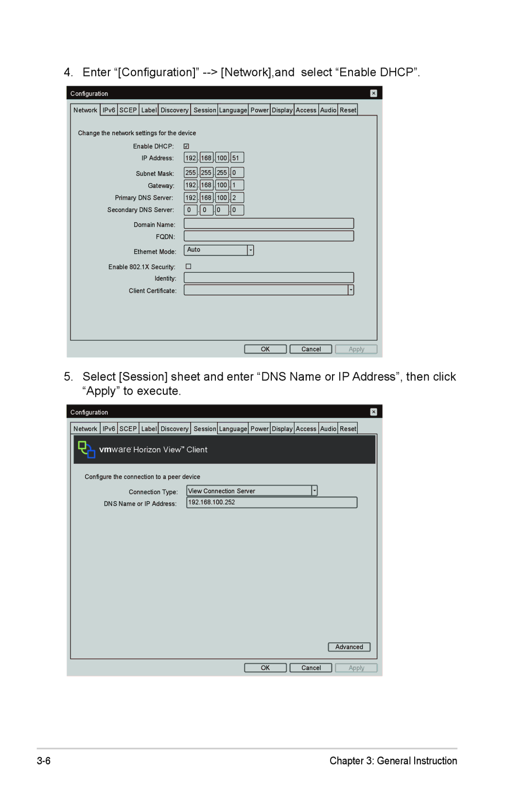 Asus CP240, CP220 manual Enter Configuration -- Network,and select Enable Dhcp 