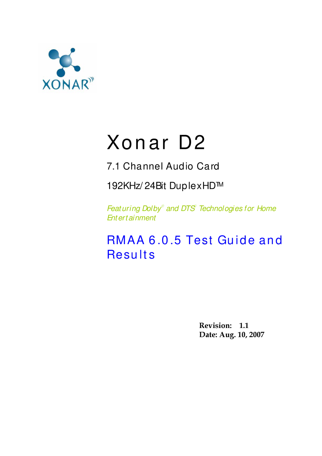 Asus manual Xonar D2 