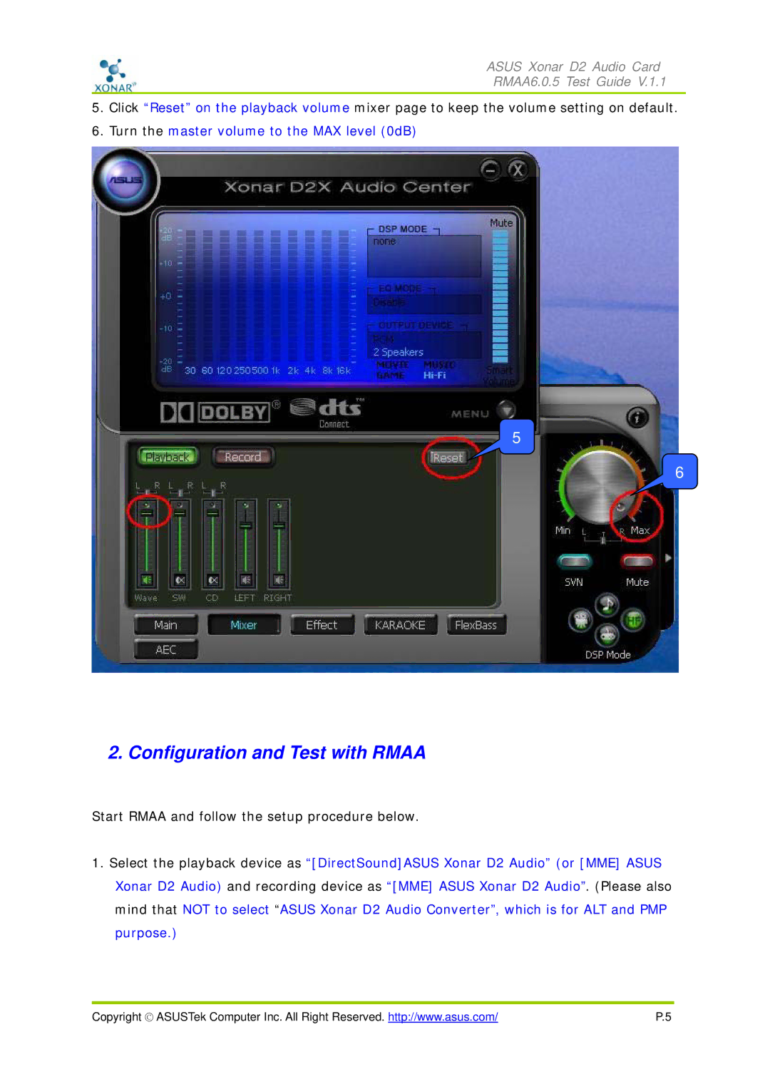 Asus D2 manual Configuration and Test with Rmaa 