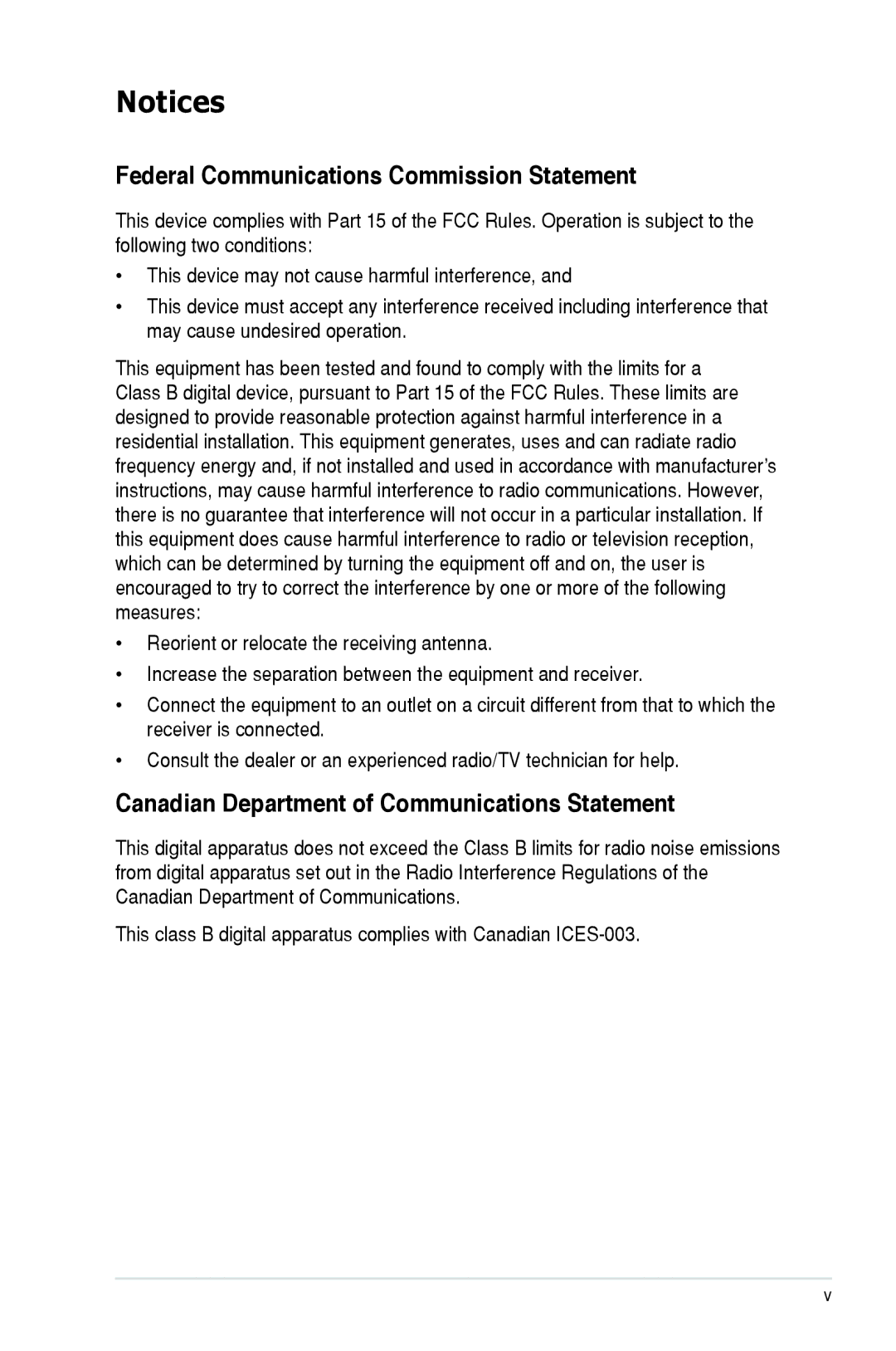 Asus D2X user manual Federal Communications Commission Statement, Canadian Department of Communications Statement 