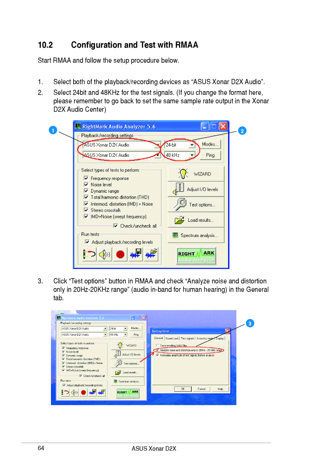 Asus D2X user manual Configuration and Test with Rmaa 