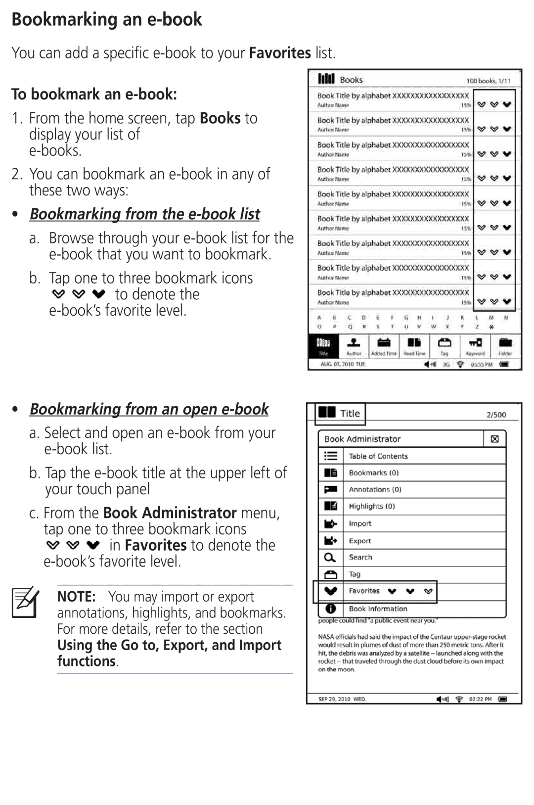 Asus DR-900 user manual Bookmarking an e-book, To bookmark an e-book 