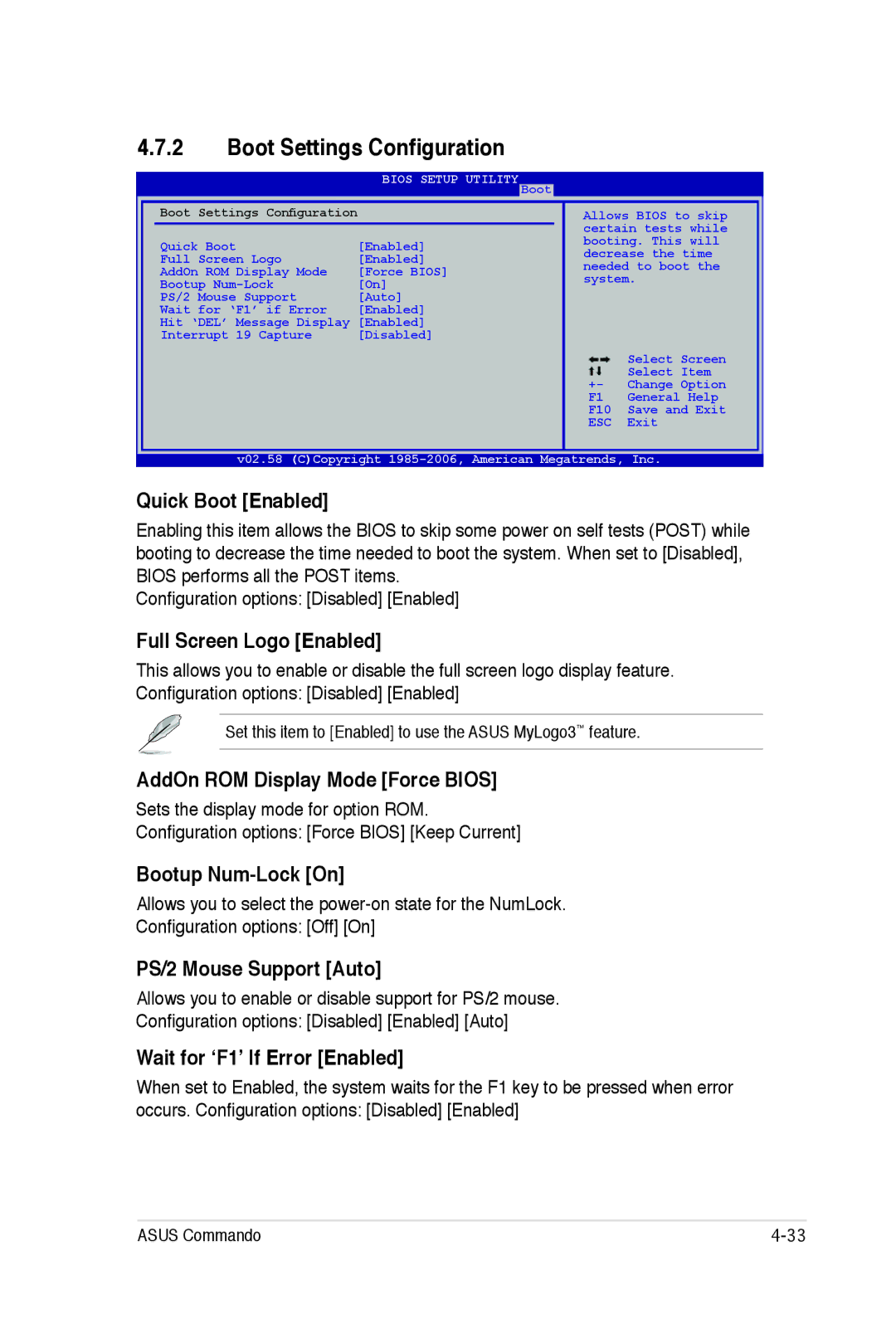 Asus E2938 manual Boot Settings Configuration 