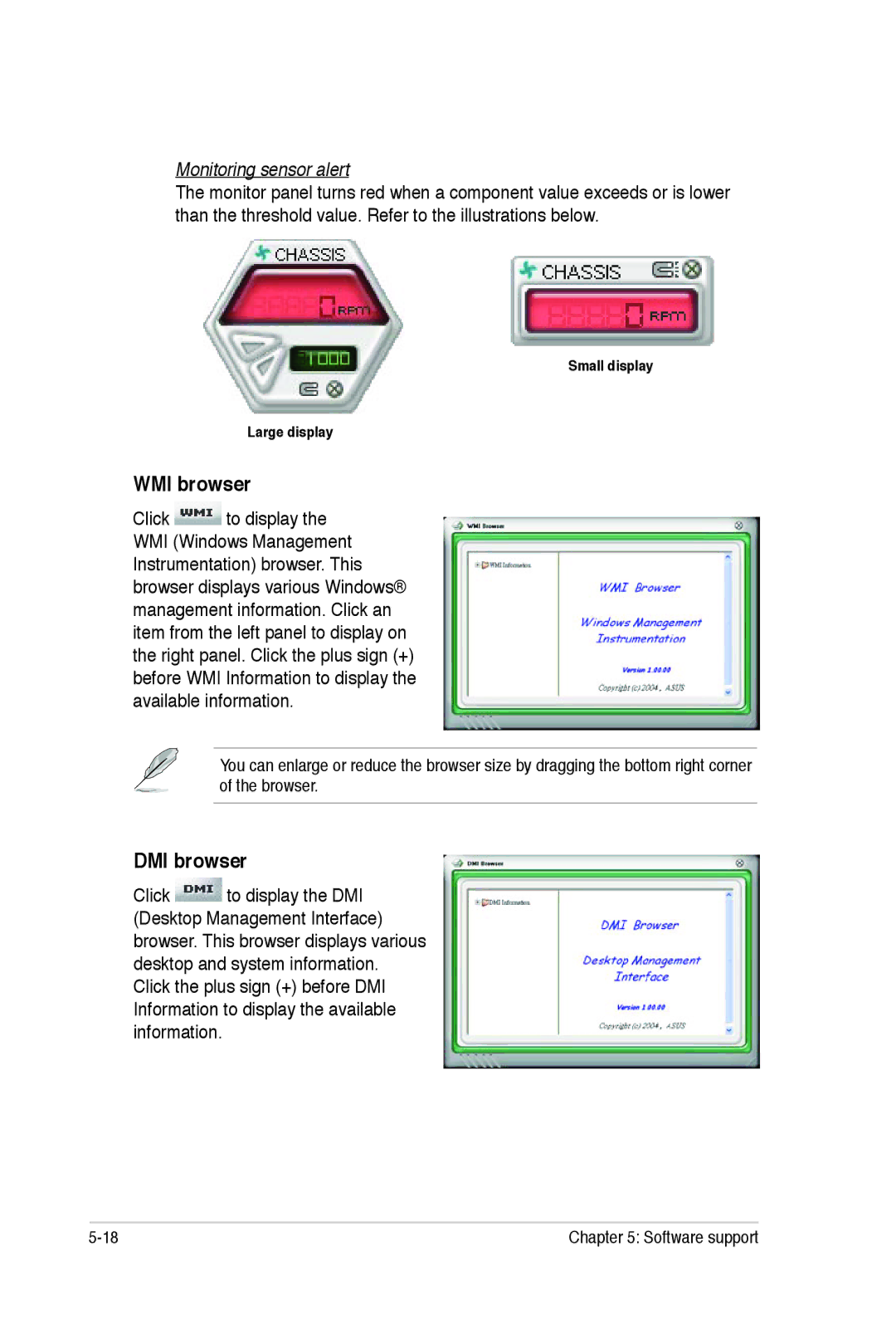 Asus E2938 manual WMI browser, DMI browser, Monitoring sensor alert 