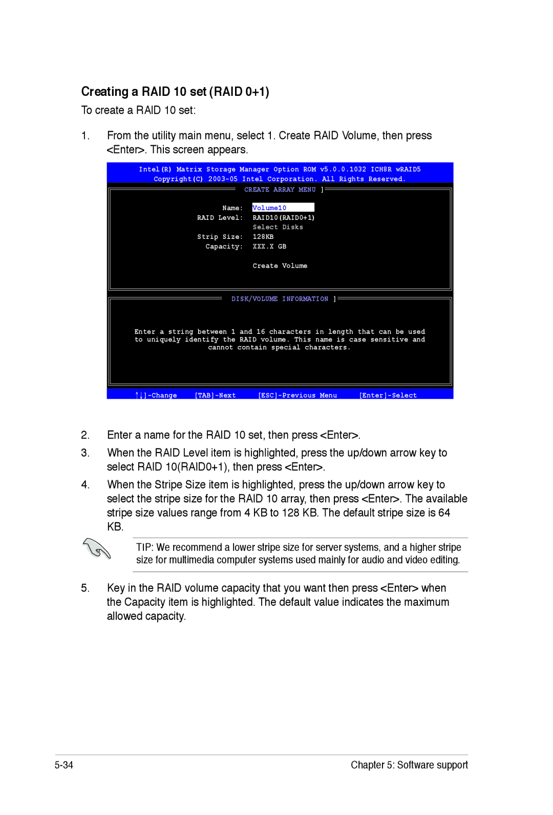 Asus E2938 manual Creating a RAID 10 set RAID 0+1, Xxx.X Gb 