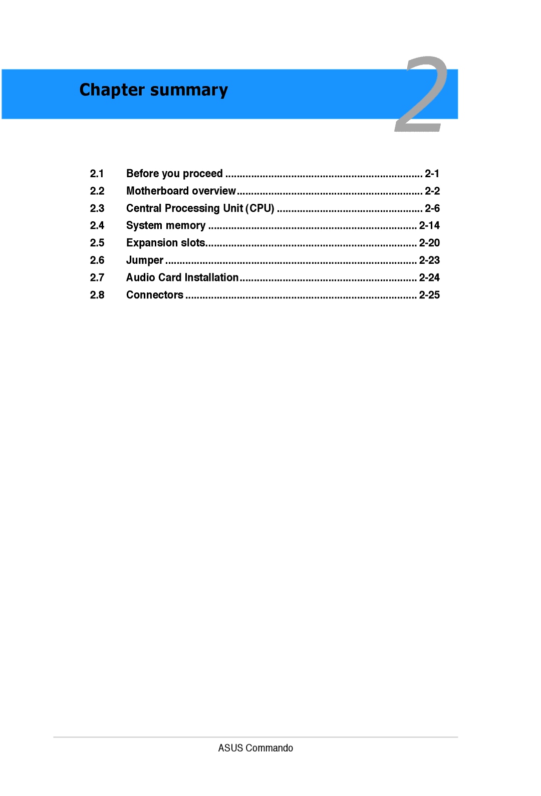 Asus E2938 manual Chapter summary 