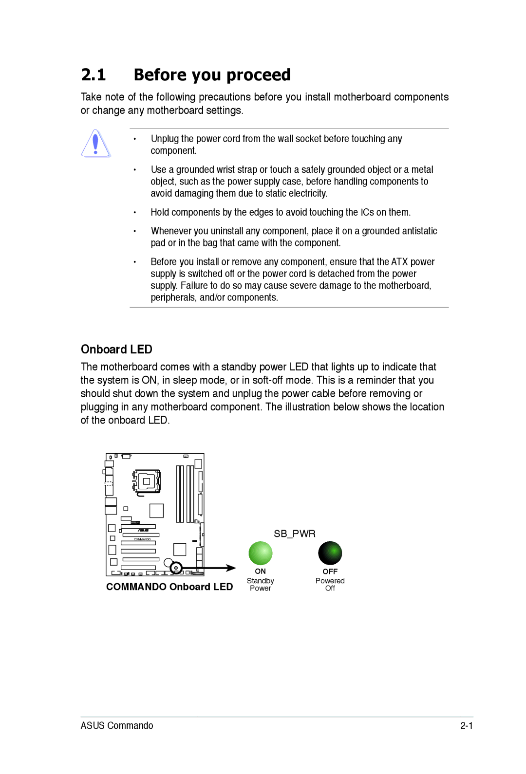 Asus E2938 manual Before you proceed, Onboard LED 