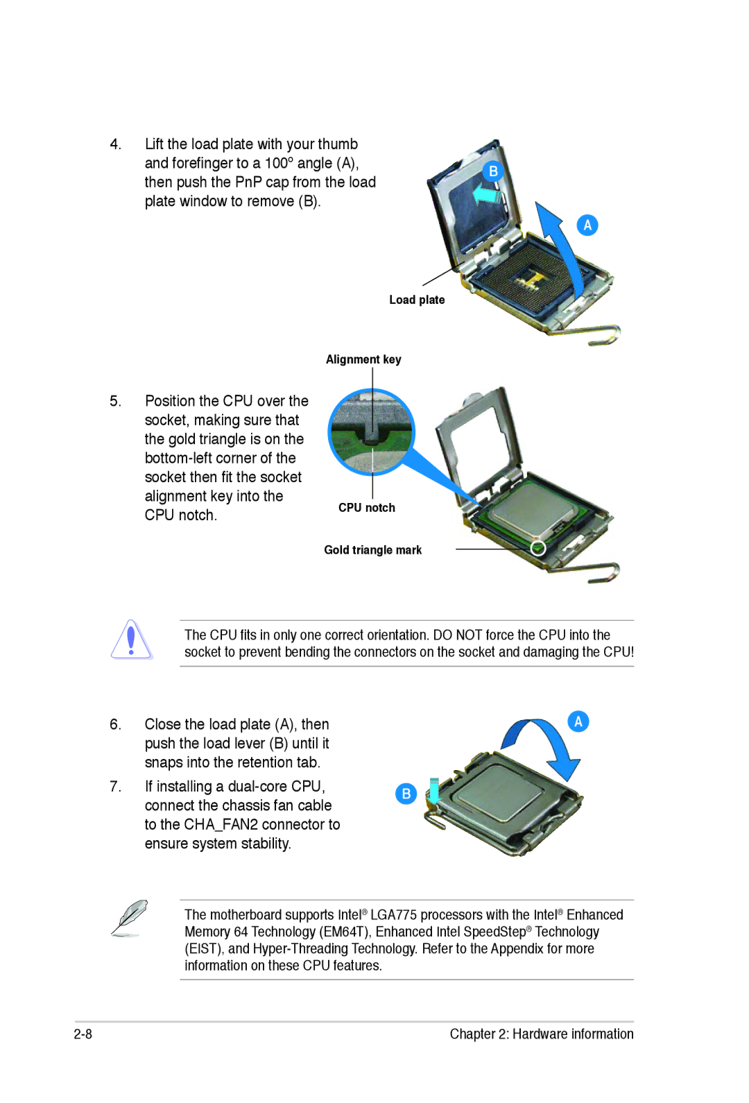 Asus E2938 manual Load plate Alignment key 