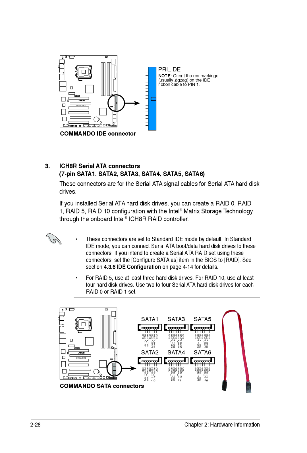 Asus E2938 manual Commando IDE connector 