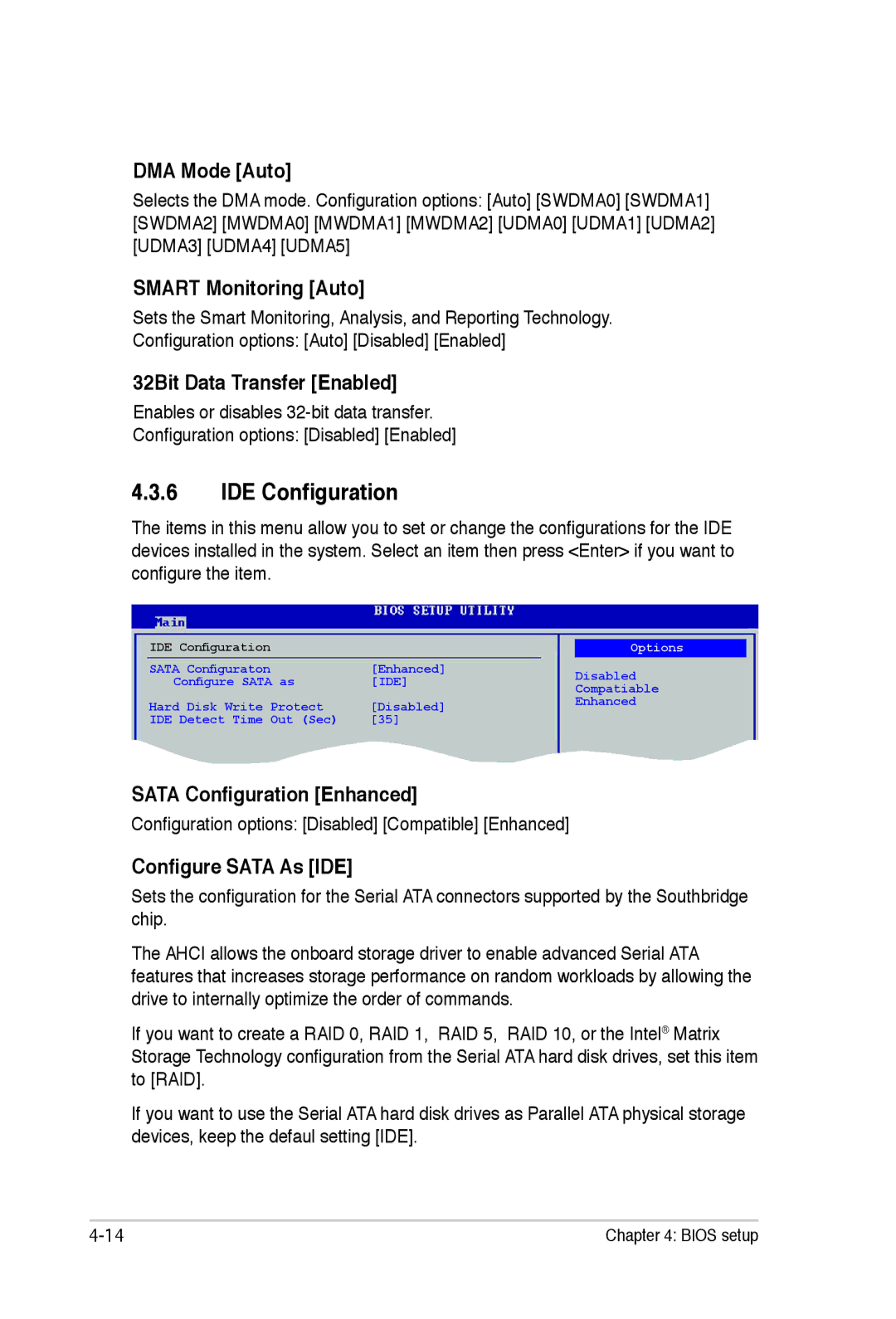 Asus E2938 manual IDE Configuration 