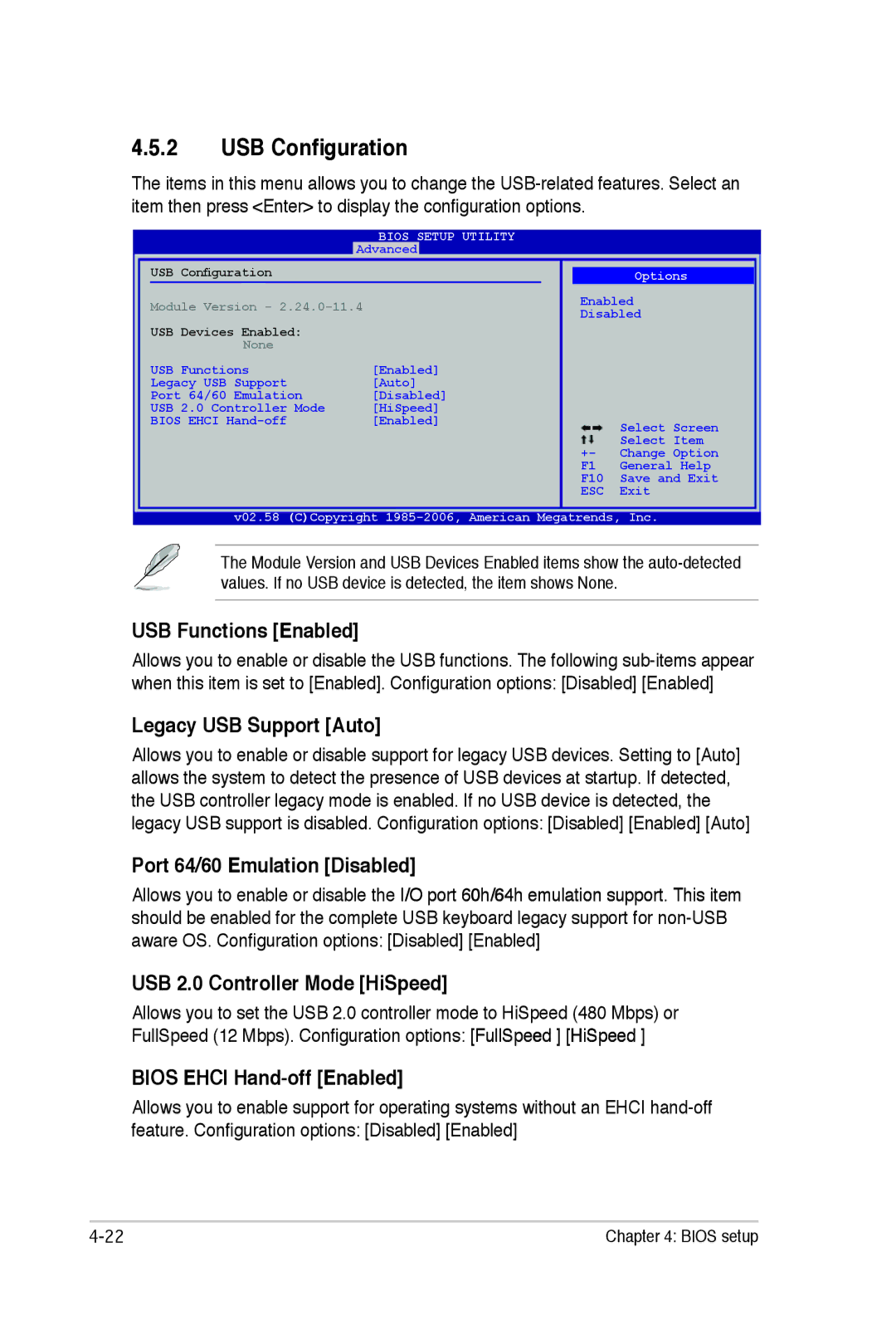 Asus E2938 manual USB Configuration 