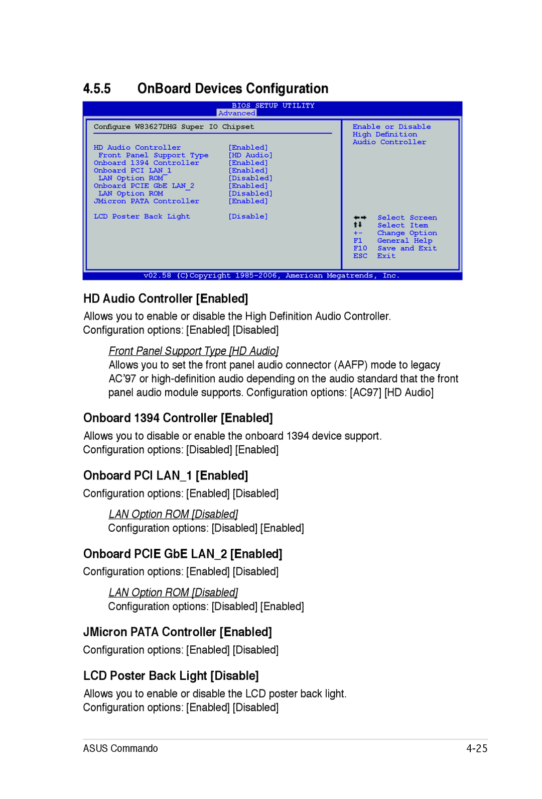 Asus E2938 manual OnBoard Devices Configuration 